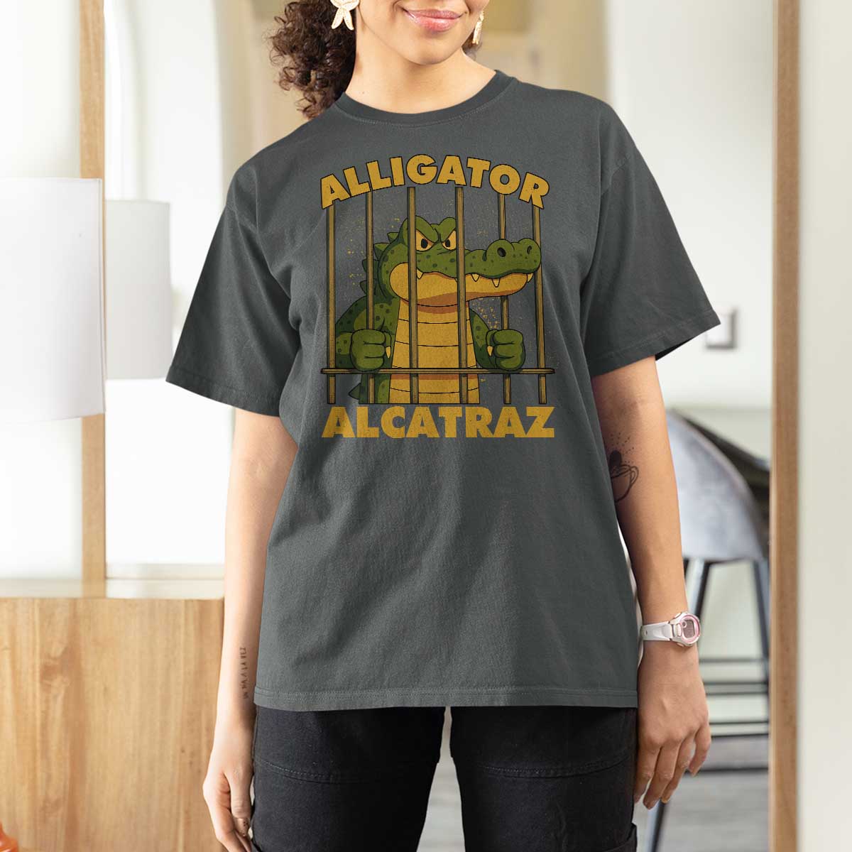 Alligator Alcatraz Florida Everglades T Shirt For Women Funny Political Satire Meme - Wonder Print Shop