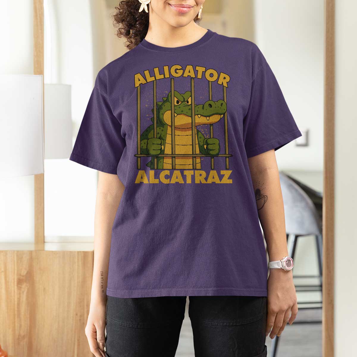 Alligator Alcatraz Florida Everglades T Shirt For Women Funny Political Satire Meme - Wonder Print Shop
