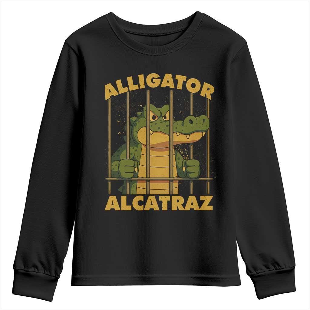 Alligator Alcatraz Florida Everglades Youth Sweatshirt Funny Political Satire Meme - Wonder Print Shop