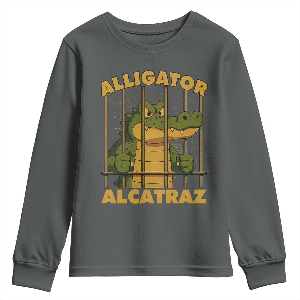 Alligator Alcatraz Florida Everglades Youth Sweatshirt Funny Political Satire Meme - Wonder Print Shop