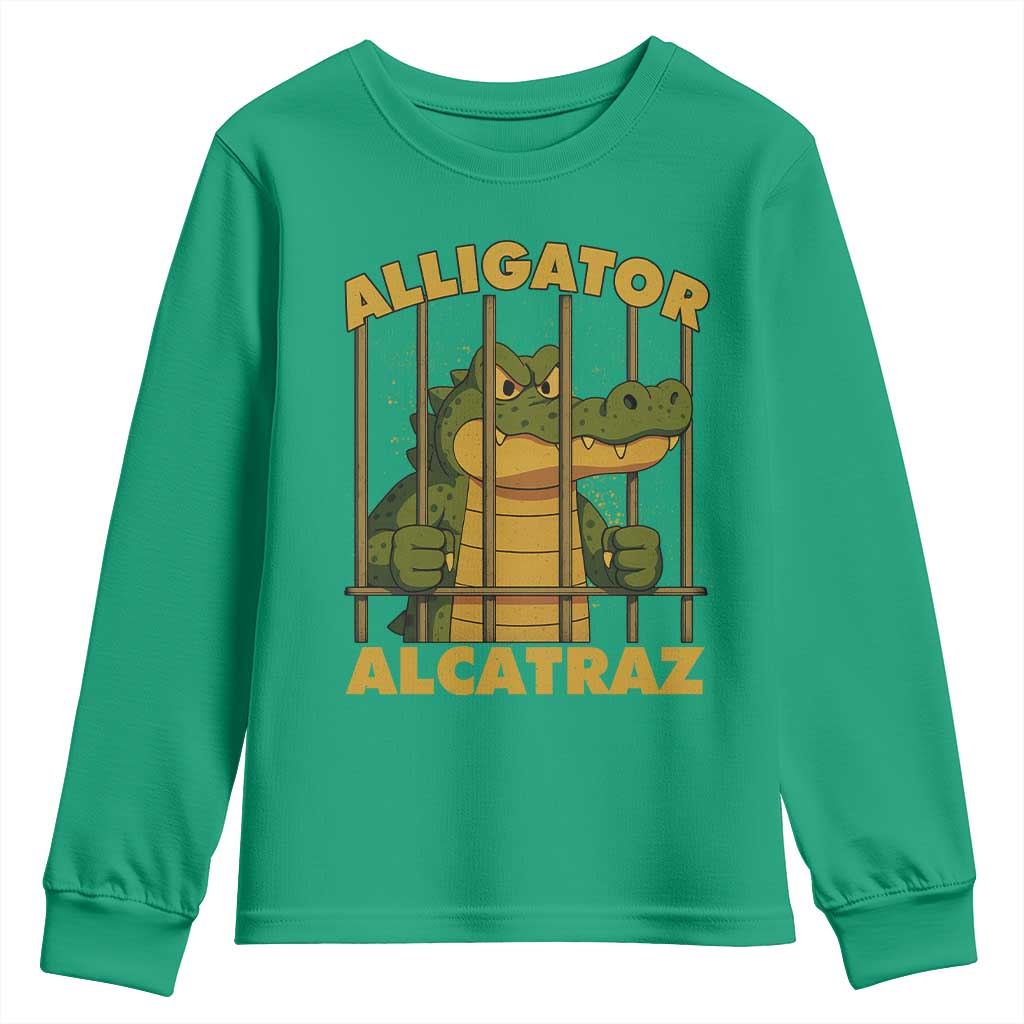 Alligator Alcatraz Florida Everglades Youth Sweatshirt Funny Political Satire Meme - Wonder Print Shop
