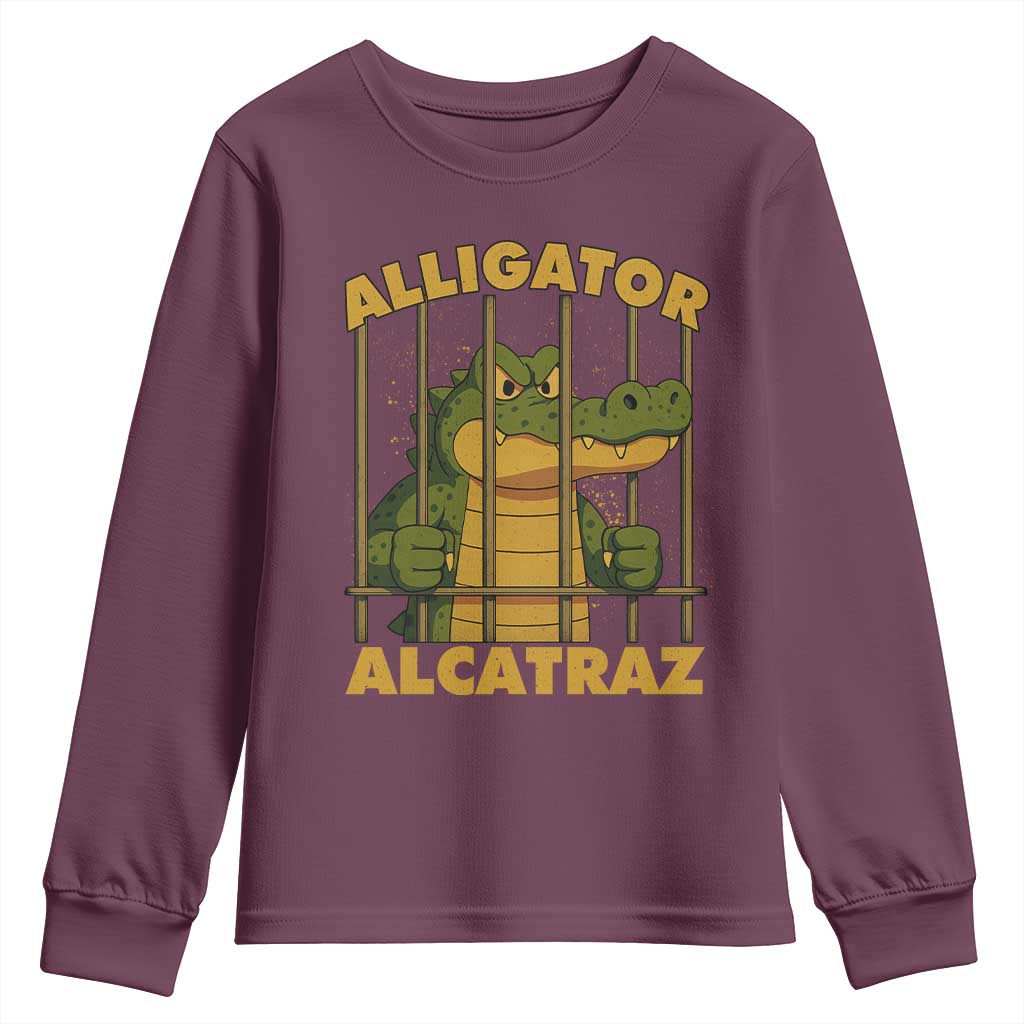 Alligator Alcatraz Florida Everglades Youth Sweatshirt Funny Political Satire Meme - Wonder Print Shop