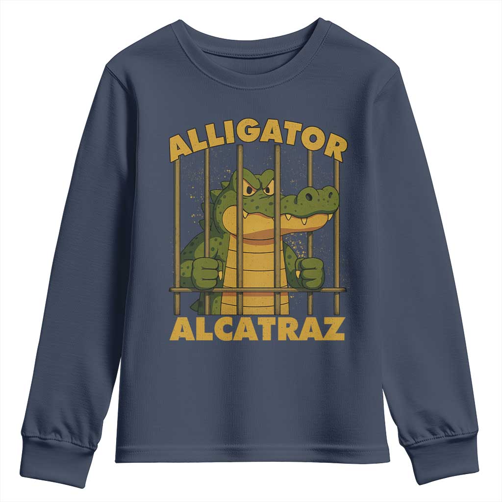 Alligator Alcatraz Florida Everglades Youth Sweatshirt Funny Political Satire Meme - Wonder Print Shop
