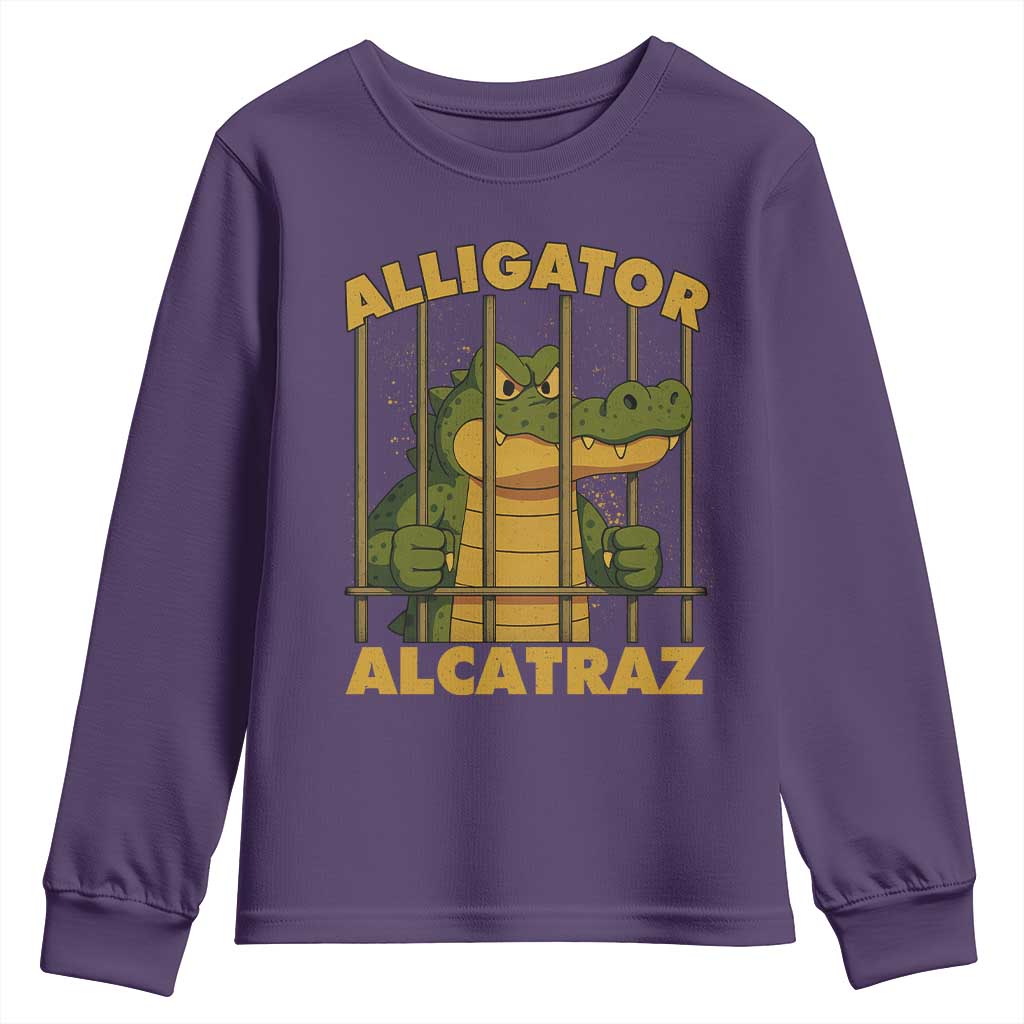 Alligator Alcatraz Florida Everglades Youth Sweatshirt Funny Political Satire Meme - Wonder Print Shop