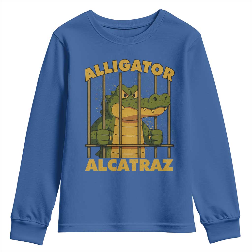 Alligator Alcatraz Florida Everglades Youth Sweatshirt Funny Political Satire Meme - Wonder Print Shop