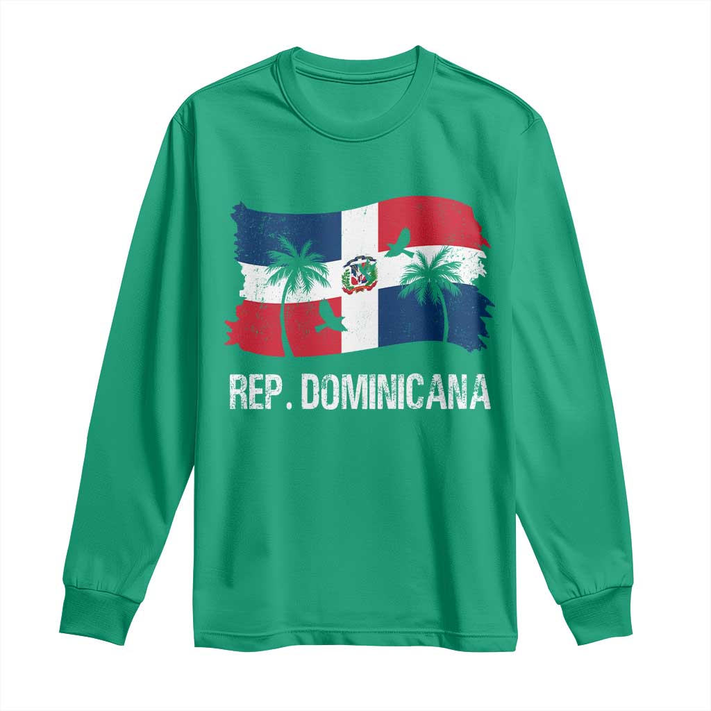 Dominican Republic Flag Long Sleeve Shirt Island Pride Caribbean Heritage - Wonder Print Shop