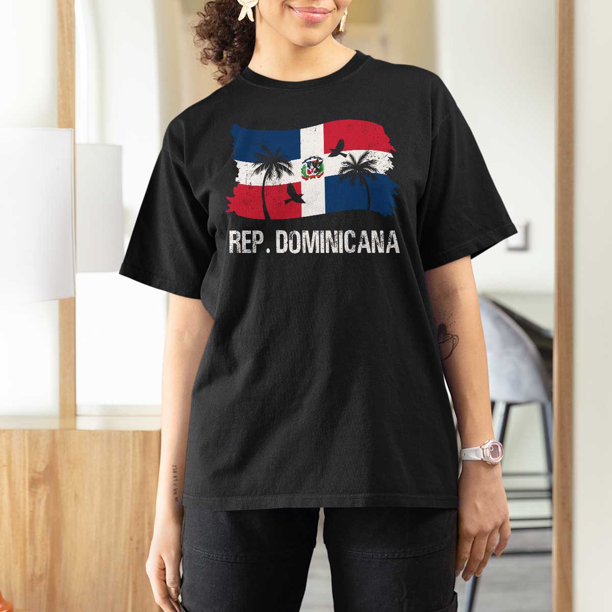 Dominican Republic Flag T Shirt For Women Island Pride Caribbean Heritage - Wonder Print Shop