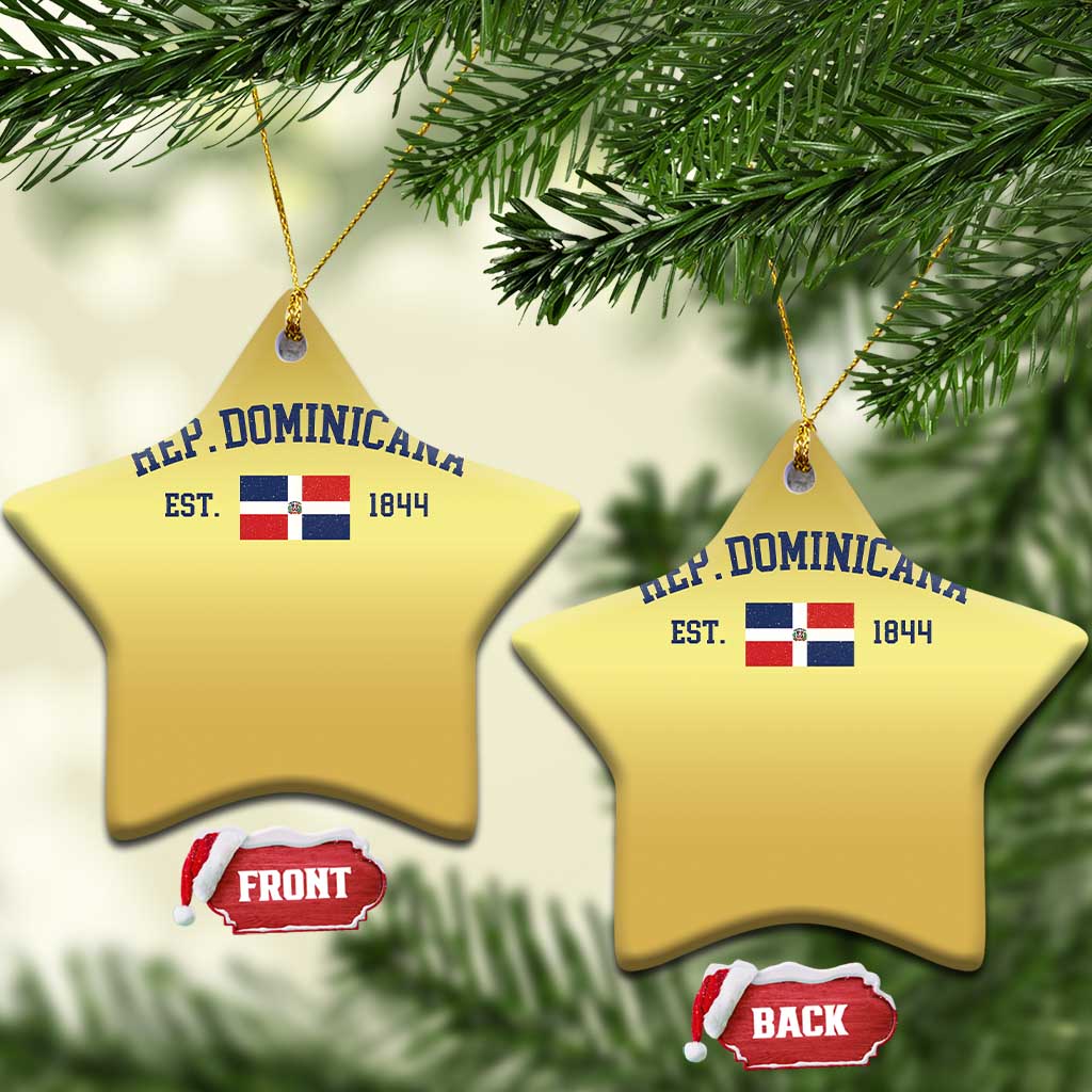 Dominican Republic Christmas Ornament Vintage Distressed Varsity Rep Dominicana Flag - Wonder Print Shop
