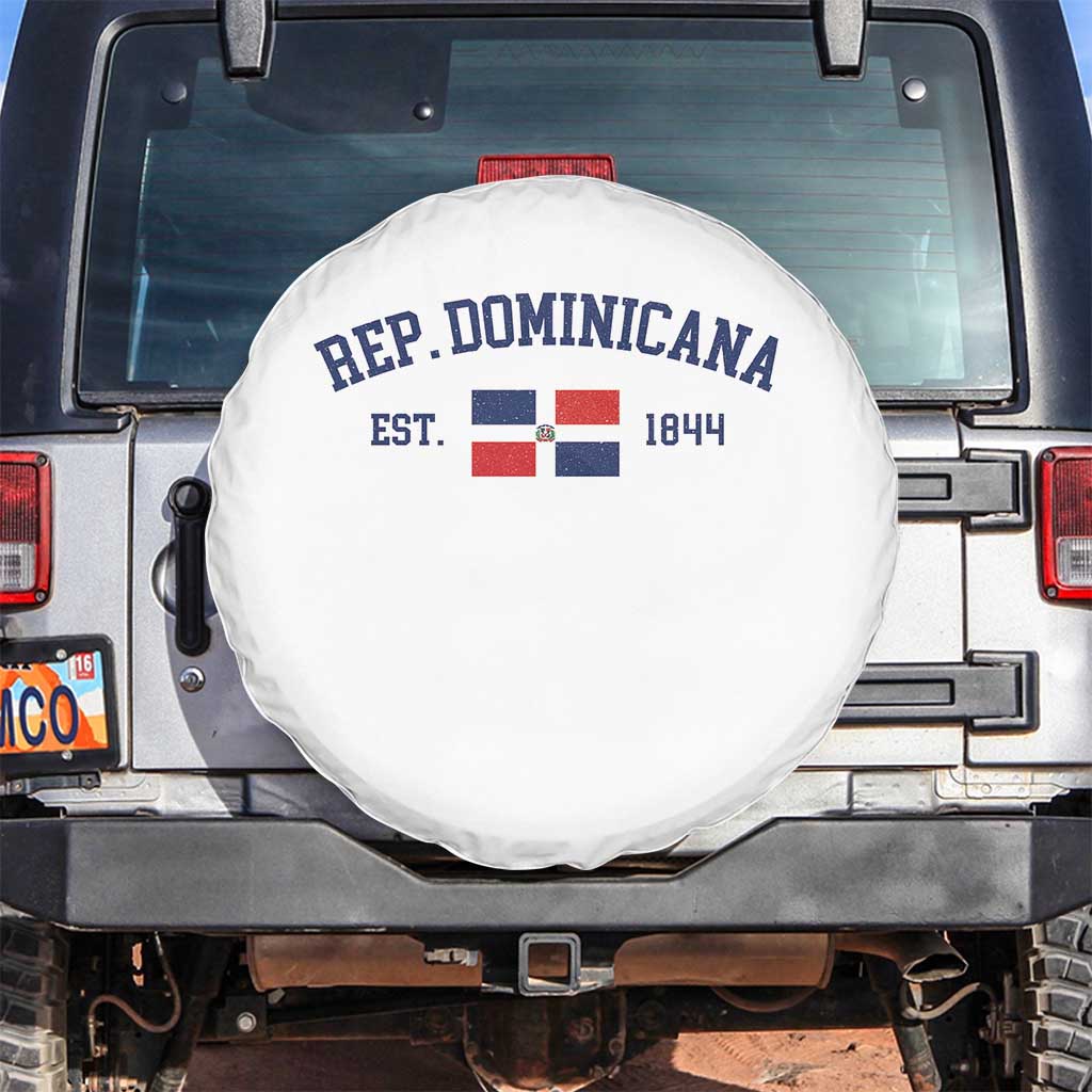Dominican Republic Spare Tire Cover Vintage Distressed Varsity Rep Dominicana Flag - Wonder Print Shop