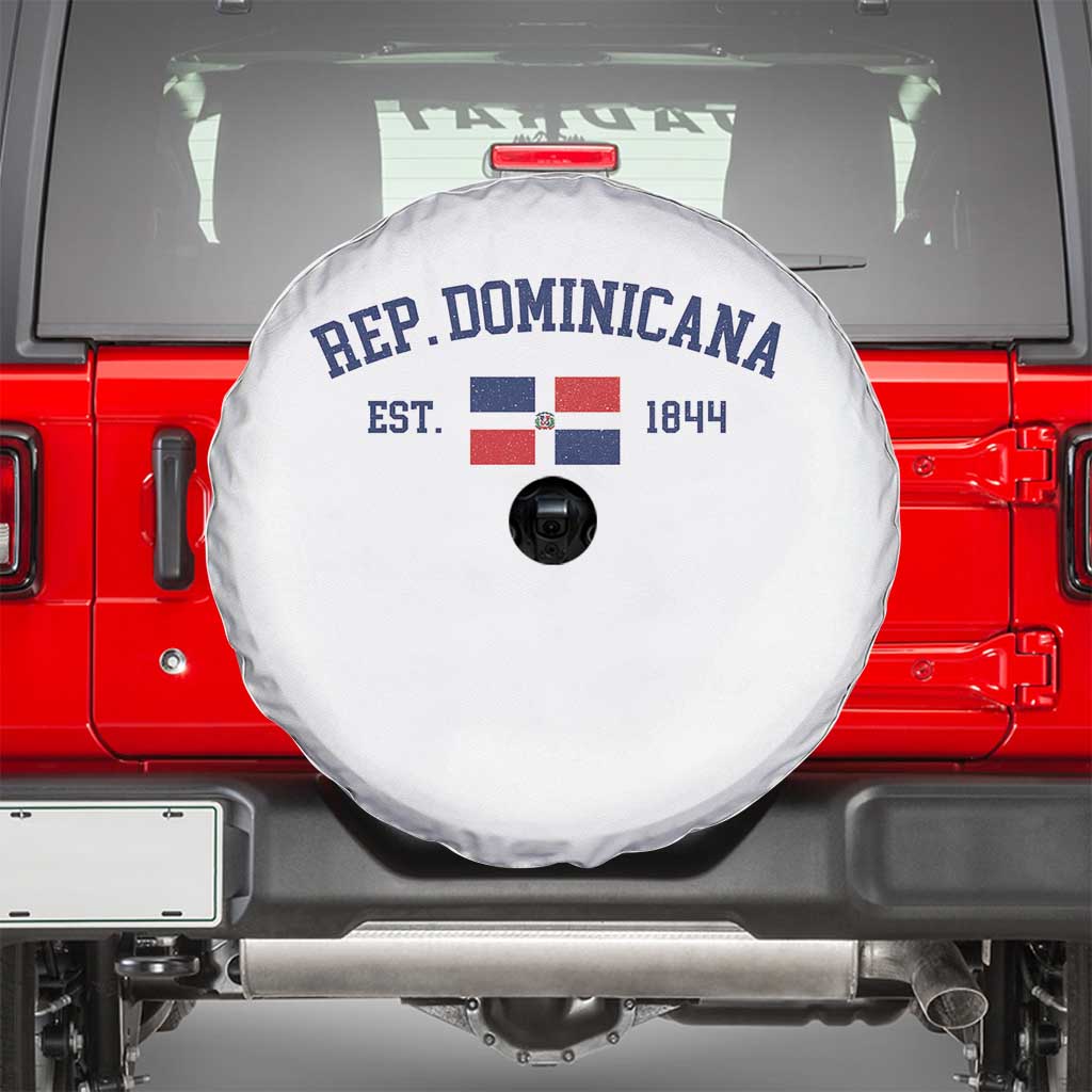 Dominican Republic Spare Tire Cover Vintage Distressed Varsity Rep Dominicana Flag - Wonder Print Shop