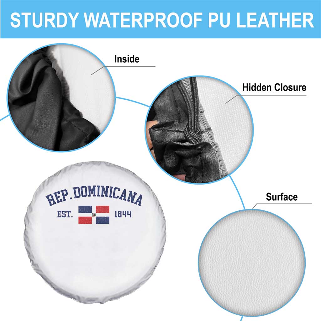 Dominican Republic Spare Tire Cover Vintage Distressed Varsity Rep Dominicana Flag - Wonder Print Shop