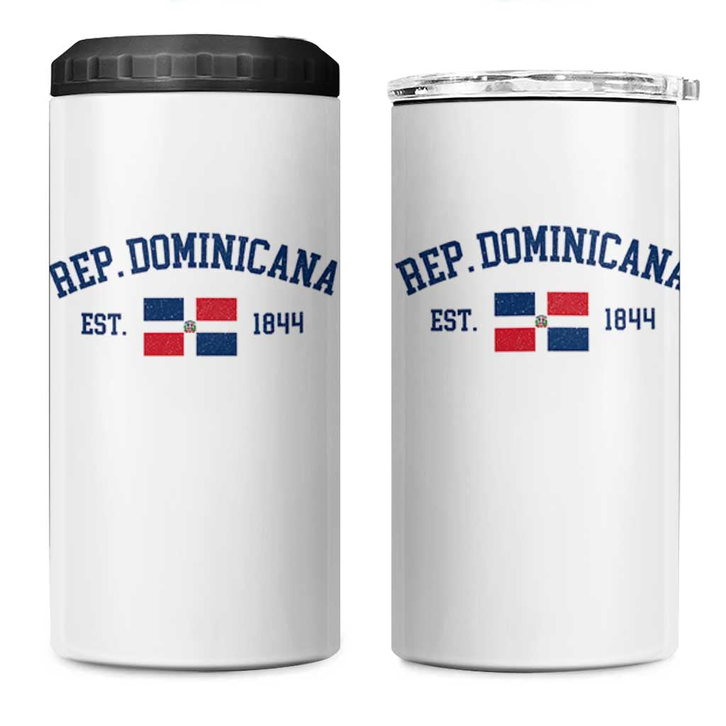 Dominican Republic 4 in 1 Can Cooler Tumbler Vintage Distressed Varsity Rep Dominicana Flag - Wonder Print Shop