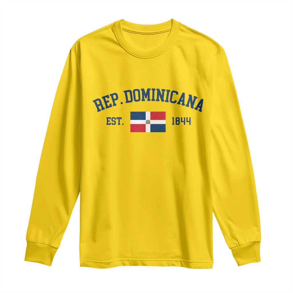 Dominican Republic Long Sleeve Shirt Vintage Distressed Varsity Rep Dominicana Flag - Wonder Print Shop