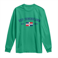 Dominican Republic Long Sleeve Shirt Vintage Distressed Varsity Rep Dominicana Flag - Wonder Print Shop