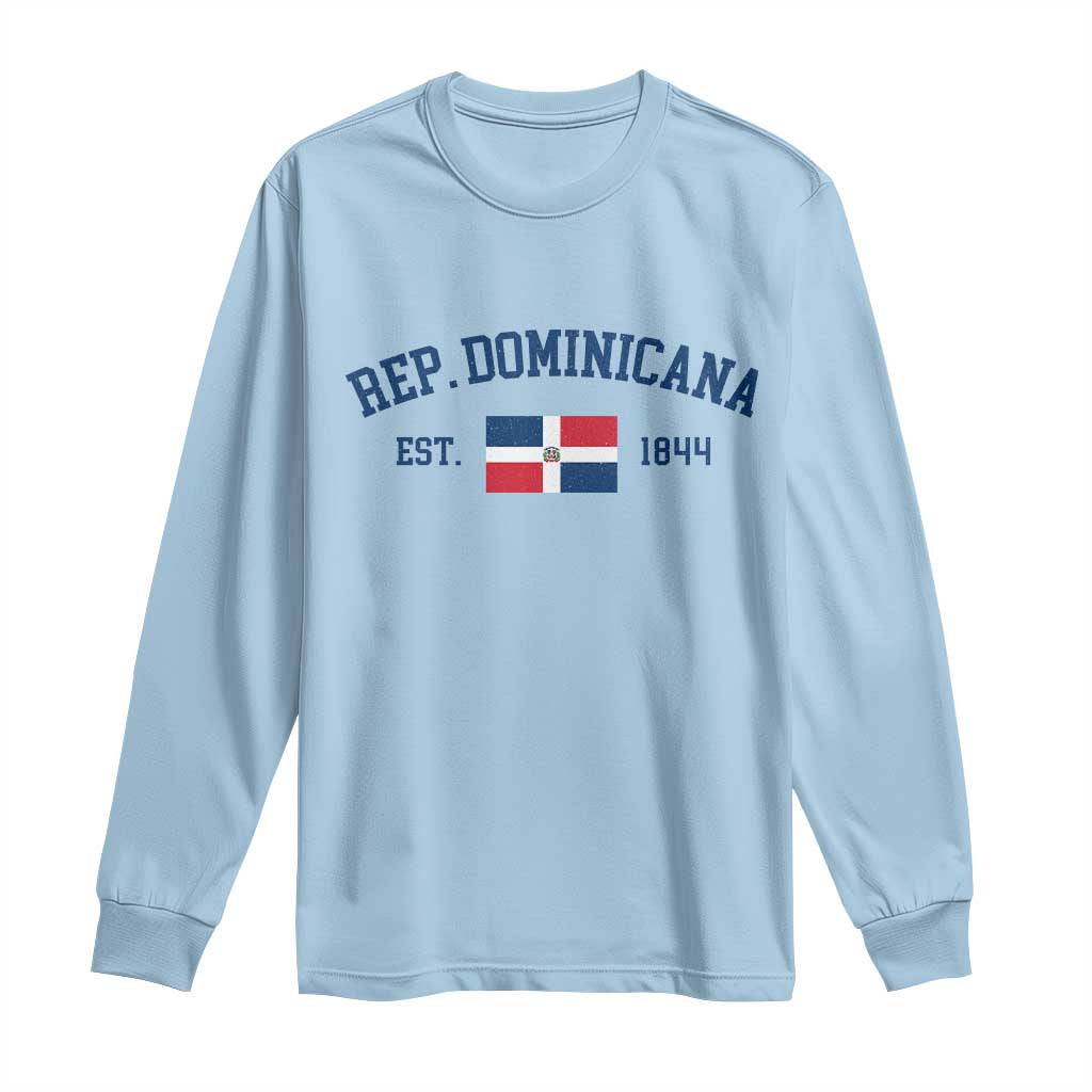 Dominican Republic Long Sleeve Shirt Vintage Distressed Varsity Rep Dominicana Flag - Wonder Print Shop