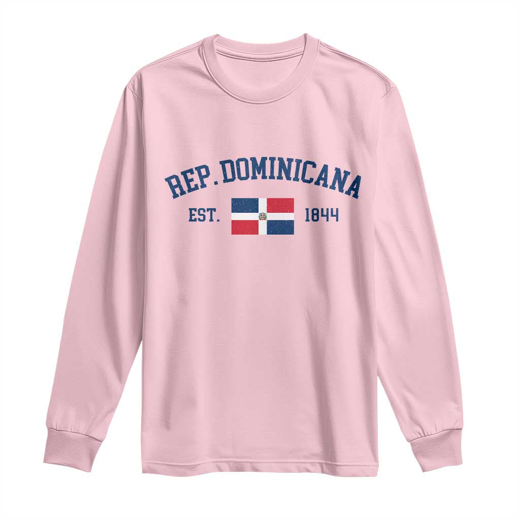 Dominican Republic Long Sleeve Shirt Vintage Distressed Varsity Rep Dominicana Flag - Wonder Print Shop