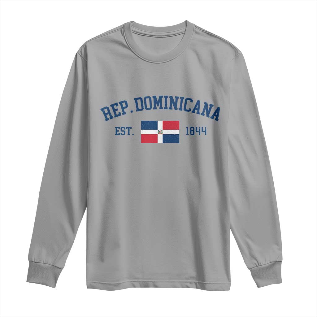 Dominican Republic Long Sleeve Shirt Vintage Distressed Varsity Rep Dominicana Flag - Wonder Print Shop
