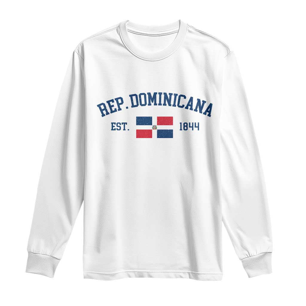Dominican Republic Long Sleeve Shirt Vintage Distressed Varsity Rep Dominicana Flag - Wonder Print Shop