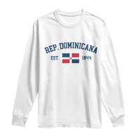 Dominican Republic Long Sleeve Shirt Vintage Distressed Varsity Rep Dominicana Flag - Wonder Print Shop
