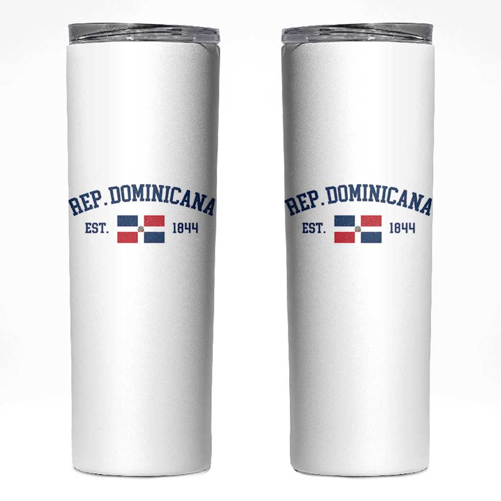 Dominican Republic Skinny Tumbler Vintage Distressed Varsity Rep Dominicana Flag - Wonder Print Shop