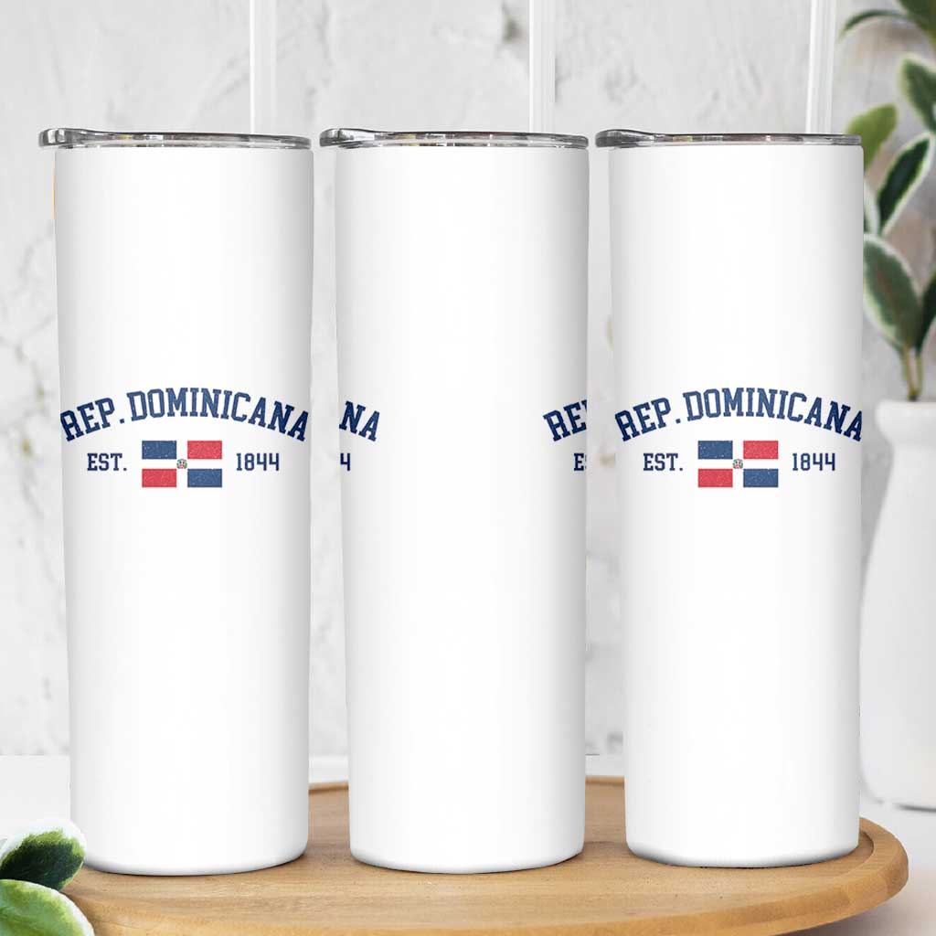 Dominican Republic Skinny Tumbler Vintage Distressed Varsity Rep Dominicana Flag - Wonder Print Shop