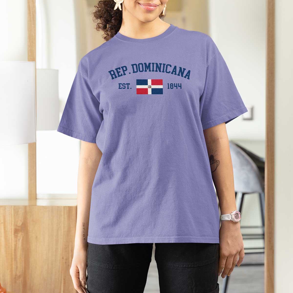 Dominican Republic T Shirt For Women Vintage Distressed Varsity Rep Dominicana Flag - Wonder Print Shop