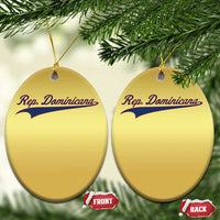 Dominican Republic Christmas Ornament Rep Dominicana Vintage Flag Baseball Script - Wonder Print Shop