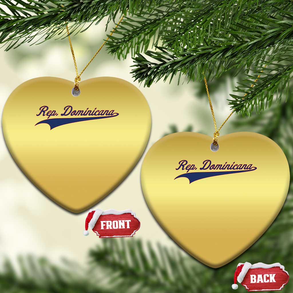 Dominican Republic Christmas Ornament Rep Dominicana Vintage Flag Baseball Script - Wonder Print Shop