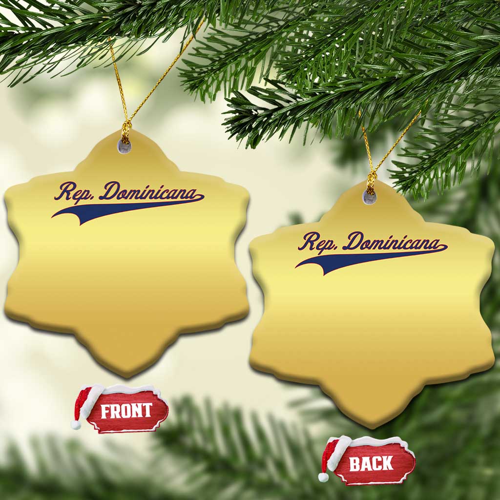 Dominican Republic Christmas Ornament Rep Dominicana Vintage Flag Baseball Script - Wonder Print Shop