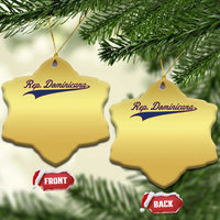 Dominican Republic Christmas Ornament Rep Dominicana Vintage Flag Baseball Script - Wonder Print Shop