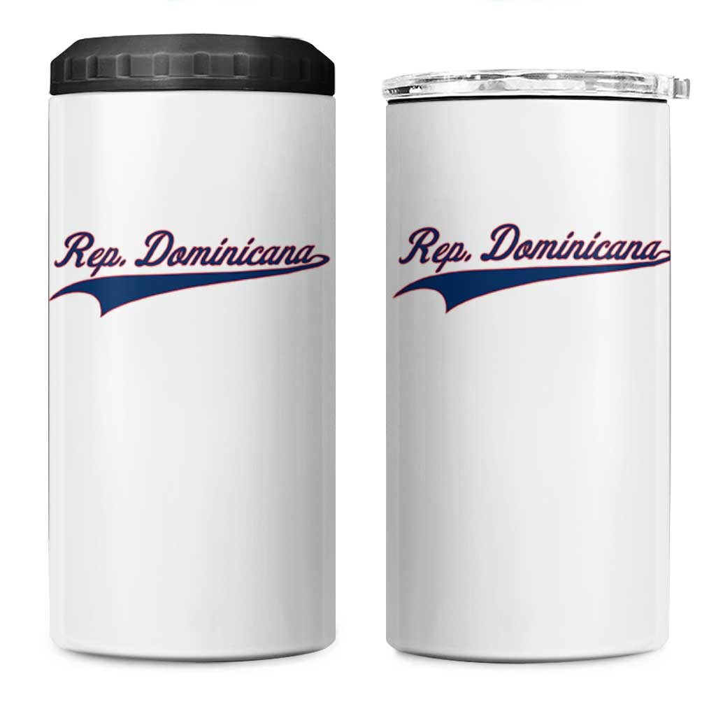 Dominican Republic 4 in 1 Can Cooler Tumbler Rep Dominicana Vintage Flag Baseball Script - Wonder Print Shop