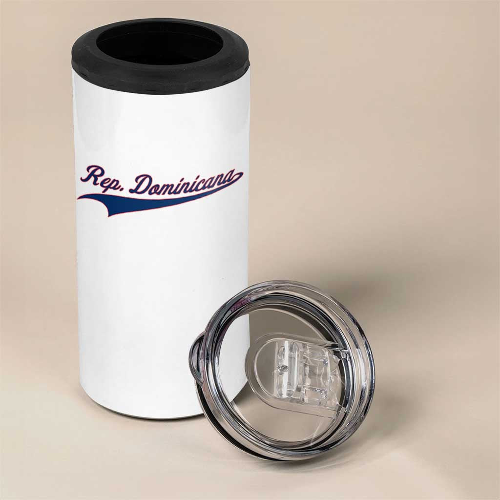 Dominican Republic 4 in 1 Can Cooler Tumbler Rep Dominicana Vintage Flag Baseball Script - Wonder Print Shop