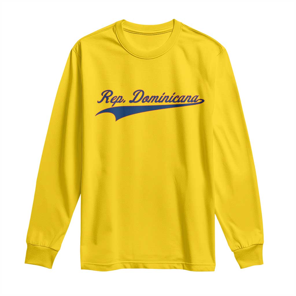 Dominican Republic Long Sleeve Shirt Rep Dominicana Vintage Flag Baseball Script - Wonder Print Shop