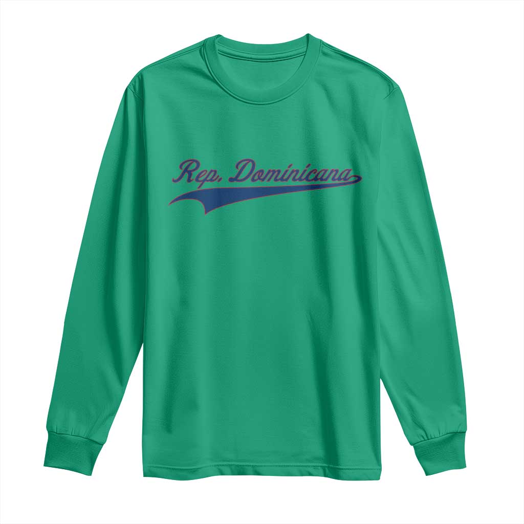 Dominican Republic Long Sleeve Shirt Rep Dominicana Vintage Flag Baseball Script - Wonder Print Shop
