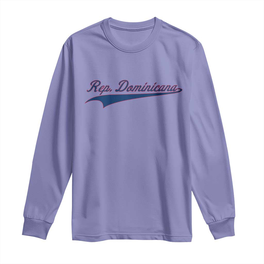 Dominican Republic Long Sleeve Shirt Rep Dominicana Vintage Flag Baseball Script - Wonder Print Shop