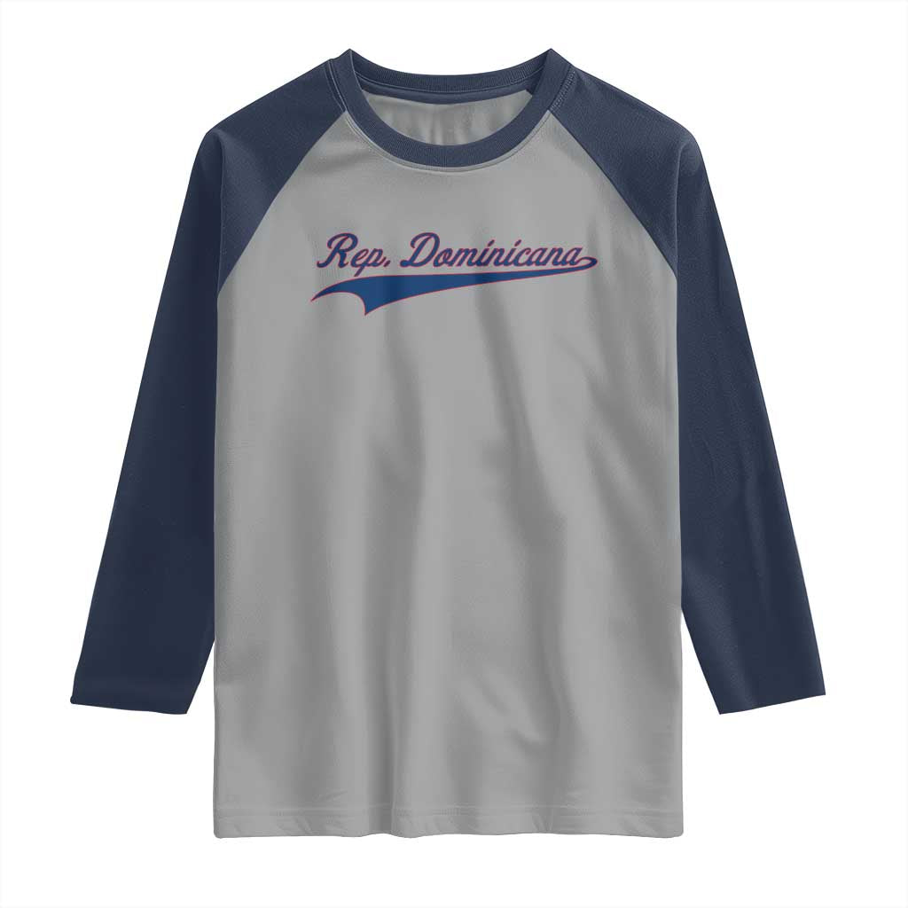 Dominican Republic Raglan Shirt Rep Dominicana Vintage Flag Baseball Script - Wonder Print Shop