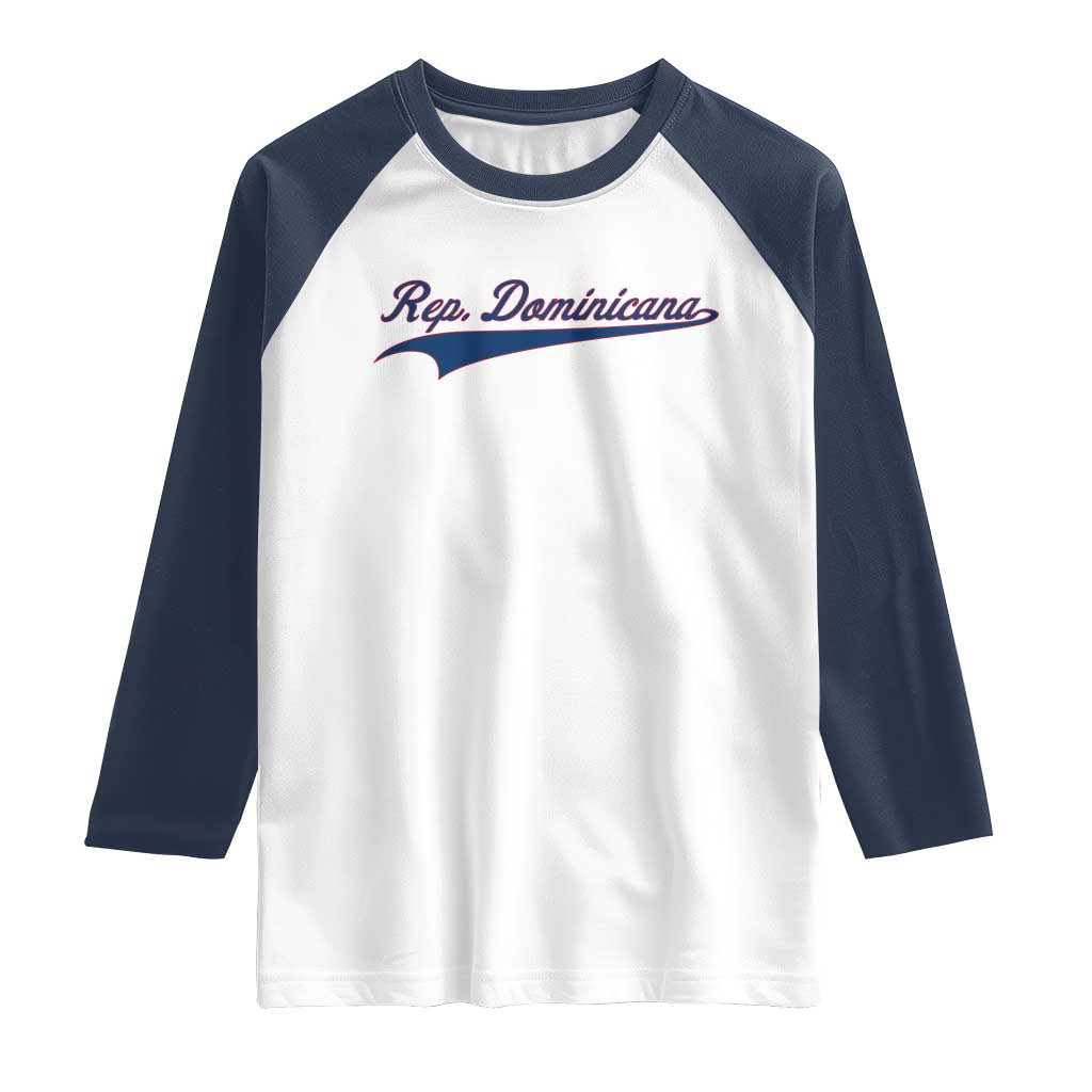 Dominican Republic Raglan Shirt Rep Dominicana Vintage Flag Baseball Script - Wonder Print Shop