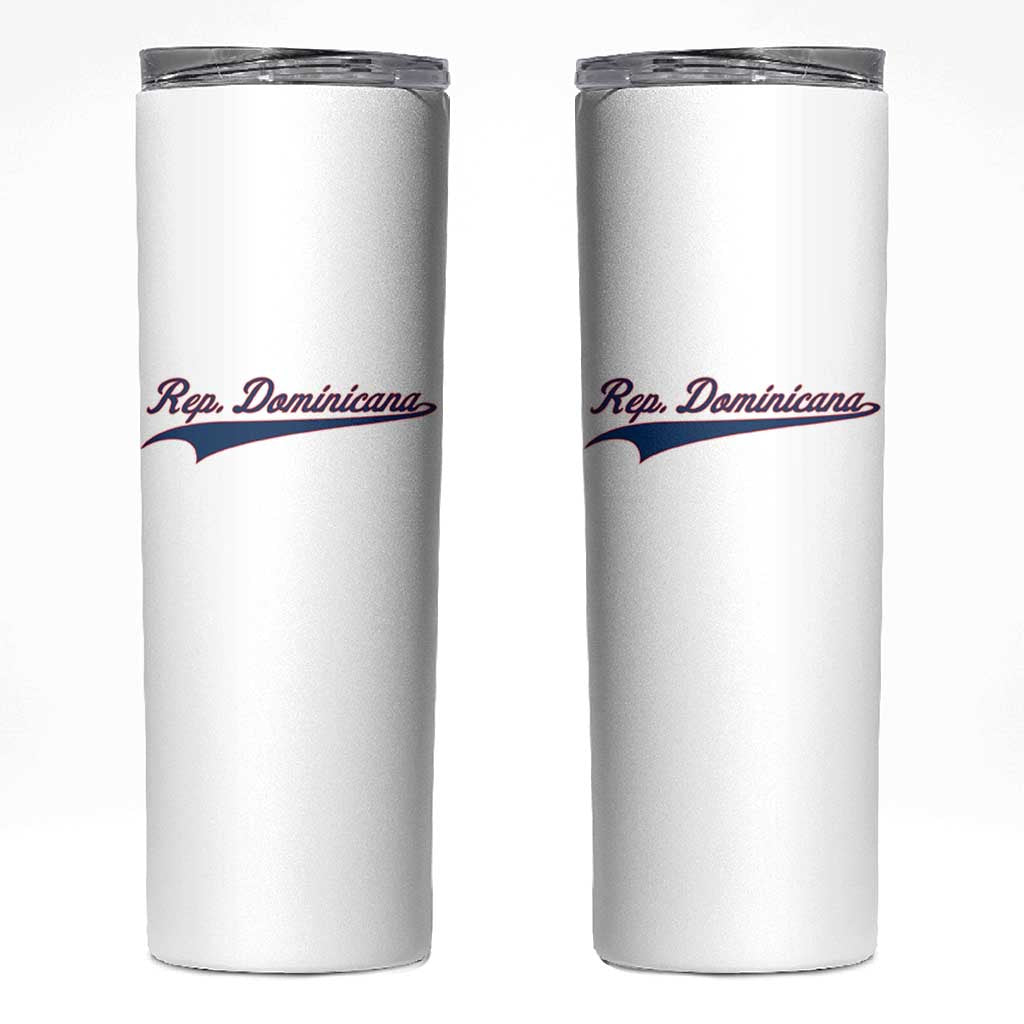 Dominican Republic Skinny Tumbler Rep Dominicana Vintage Flag Baseball Script - Wonder Print Shop