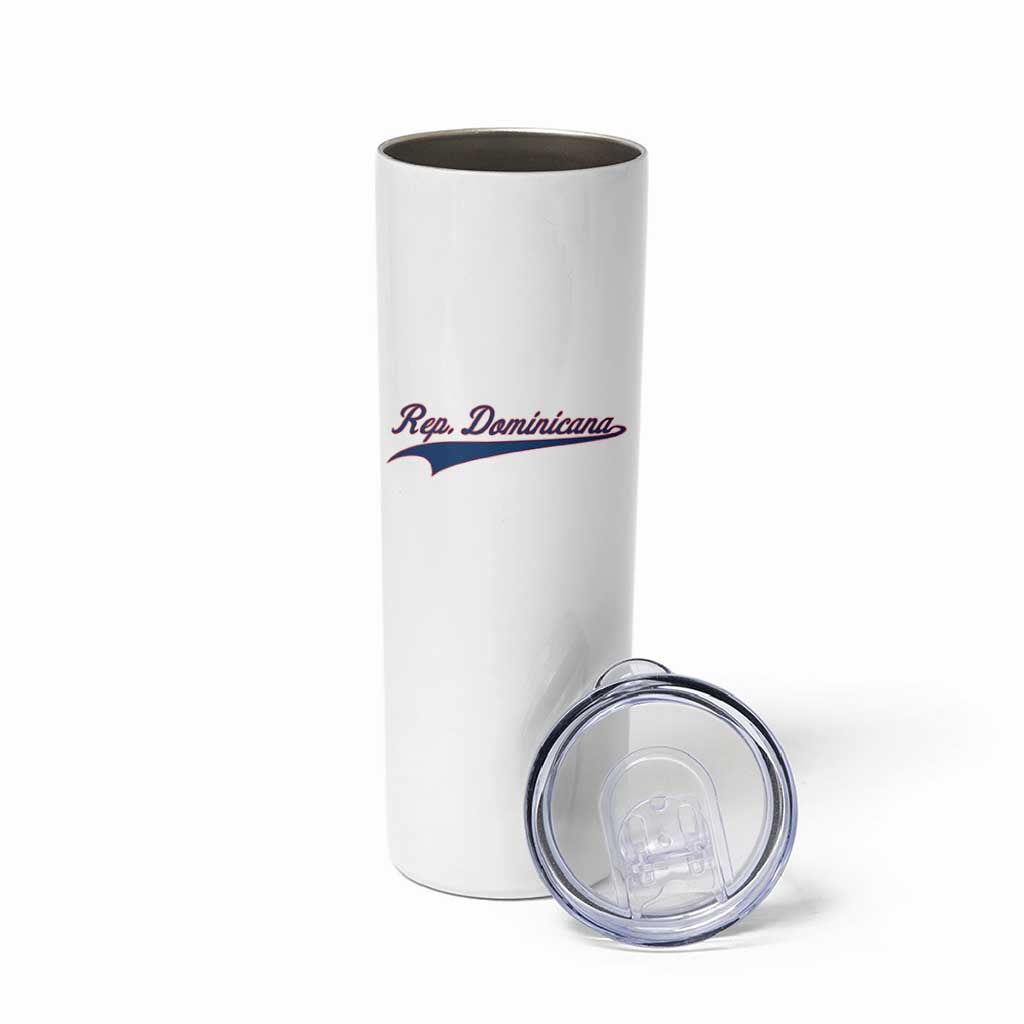 Dominican Republic Skinny Tumbler Rep Dominicana Vintage Flag Baseball Script - Wonder Print Shop