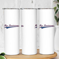 Dominican Republic Skinny Tumbler Rep Dominicana Vintage Flag Baseball Script - Wonder Print Shop