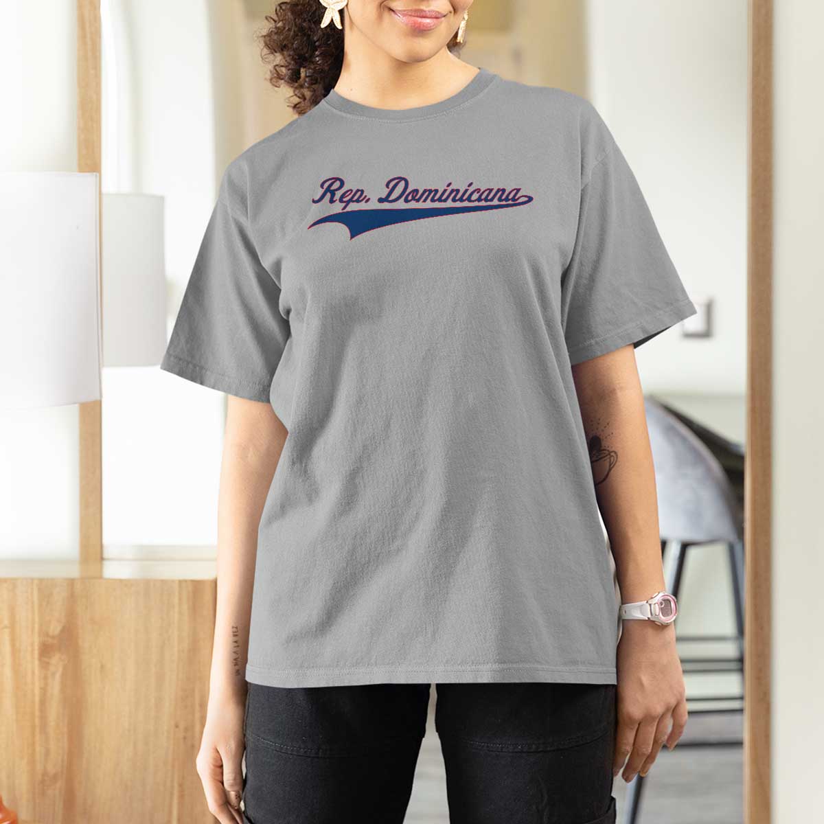 Dominican Republic T Shirt For Women Rep Dominicana Vintage Flag Baseball Script - Wonder Print Shop