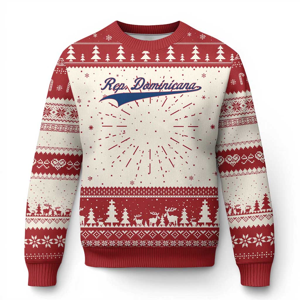 Dominican Republic Knitted Sweatshirt Rep Dominicana Vintage Flag Baseball Script - Wonder Print Shop