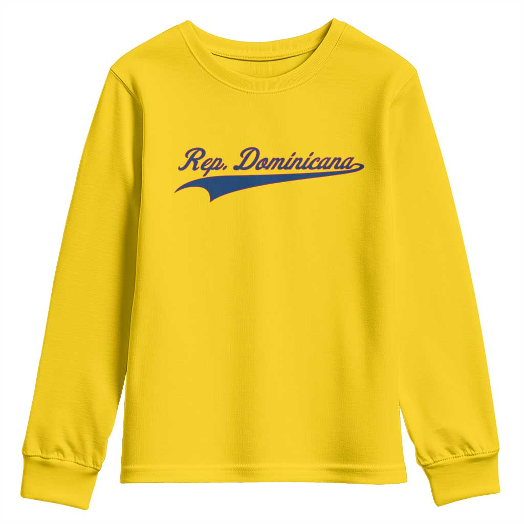 Dominican Republic Youth Sweatshirt Rep Dominicana Vintage Flag Baseball Script - Wonder Print Shop