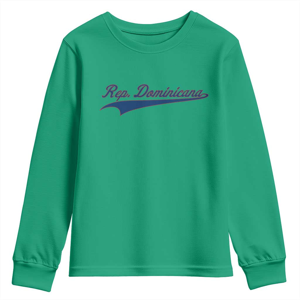 Dominican Republic Youth Sweatshirt Rep Dominicana Vintage Flag Baseball Script - Wonder Print Shop