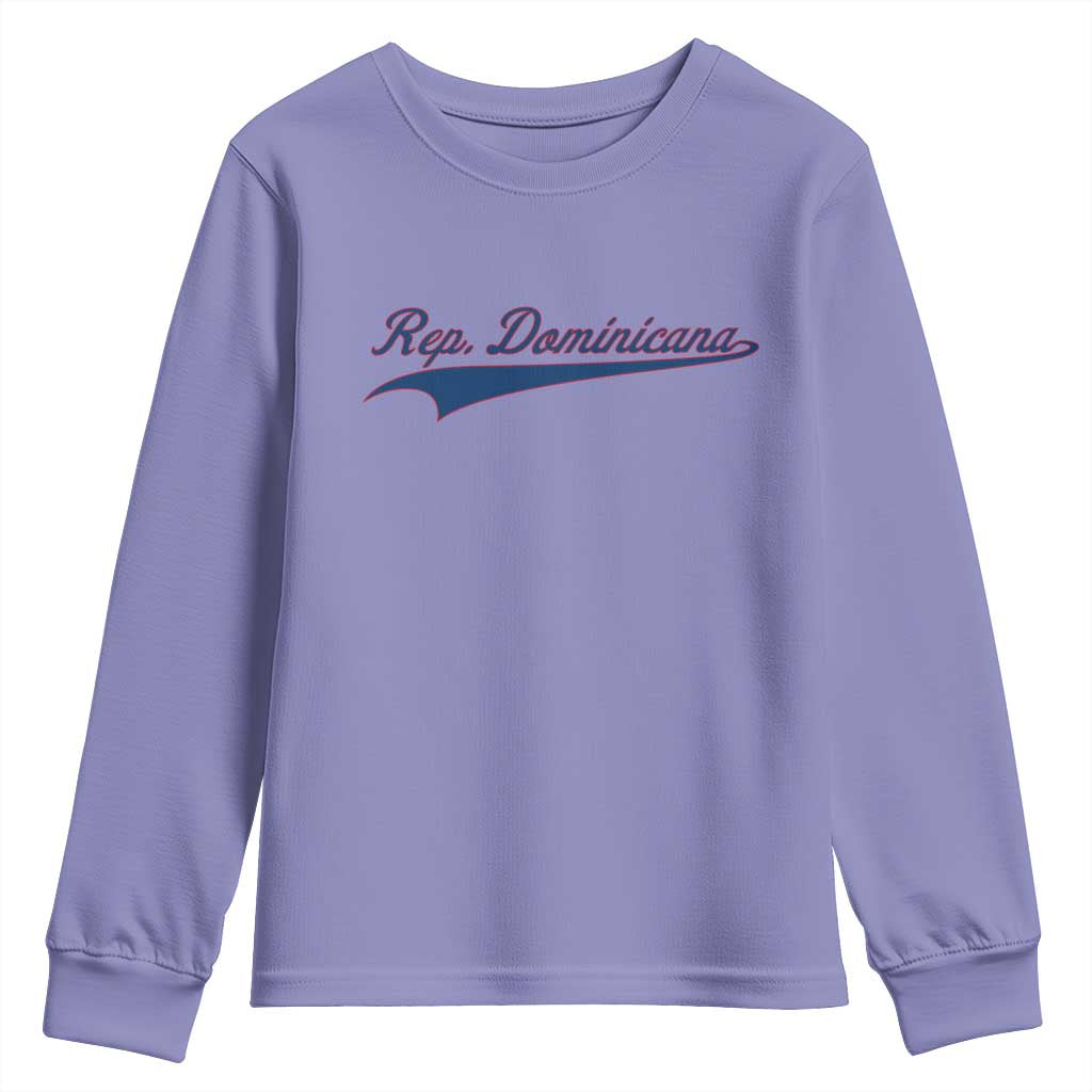 Dominican Republic Youth Sweatshirt Rep Dominicana Vintage Flag Baseball Script - Wonder Print Shop