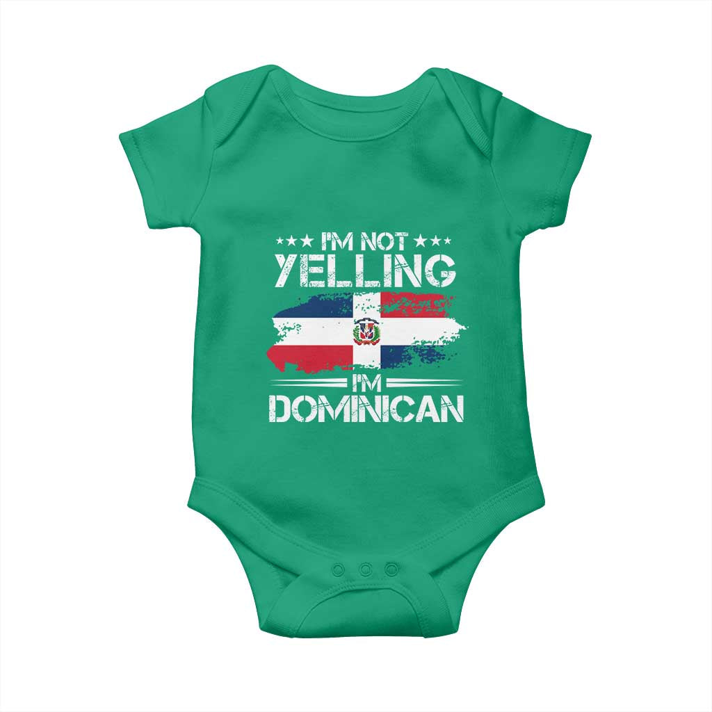 Funny I'm Not Yelling I Am Just Dominican Baby Onesie Vintage DR Flag - Wonder Print Shop
