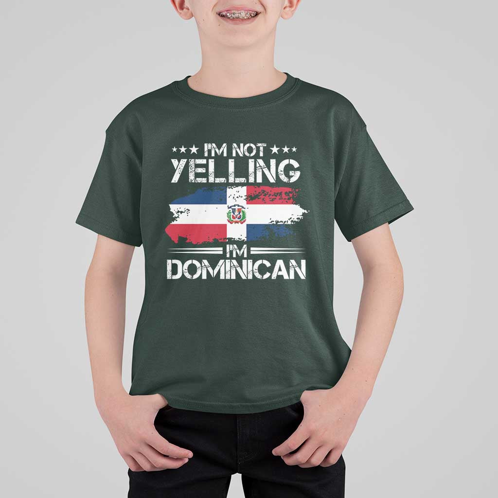 Funny I'm Not Yelling I Am Just Dominican T Shirt For Kid Vintage DR Flag - Wonder Print Shop