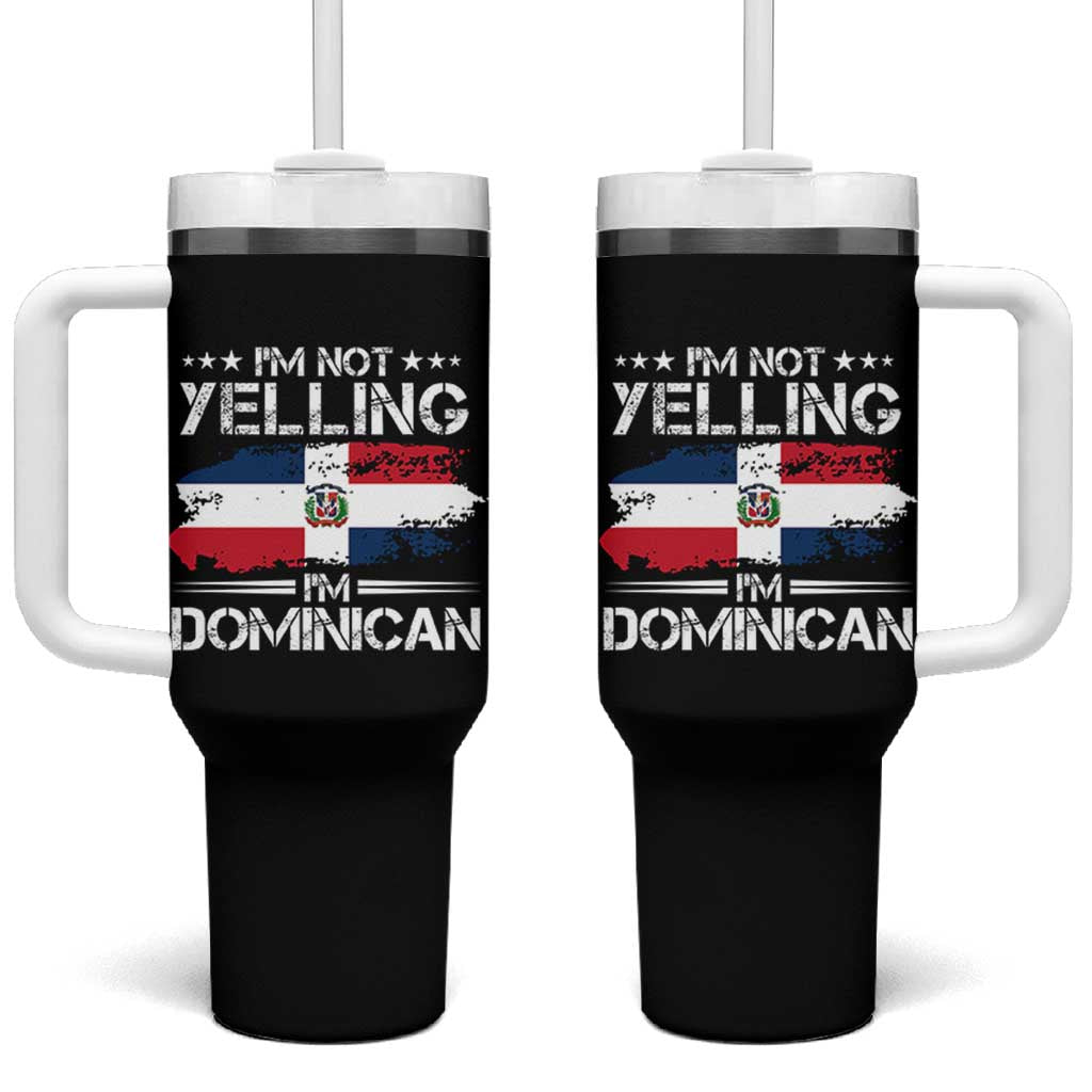 Funny I'm Not Yelling I Am Just Dominican Tumbler With Handle Vintage DR Flag - Wonder Print Shop