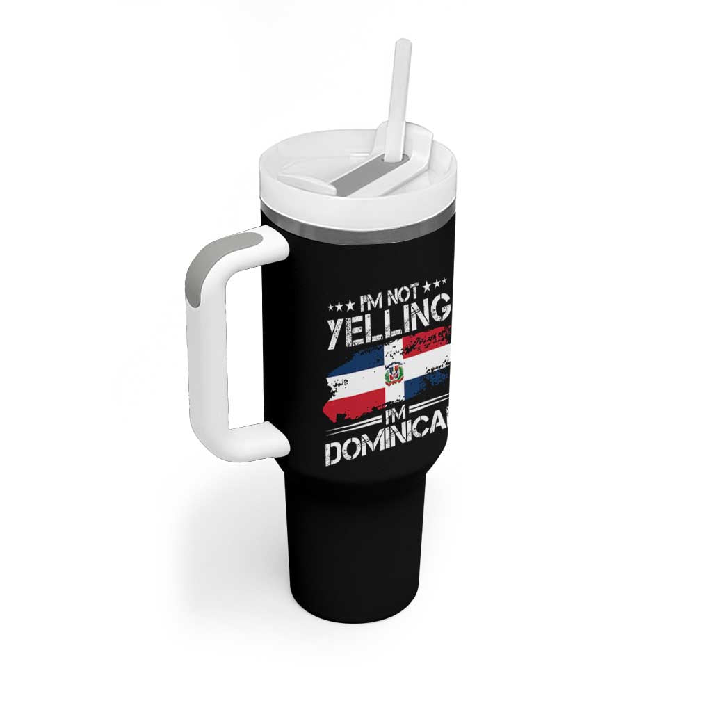 Funny I'm Not Yelling I Am Just Dominican Tumbler With Handle Vintage DR Flag - Wonder Print Shop