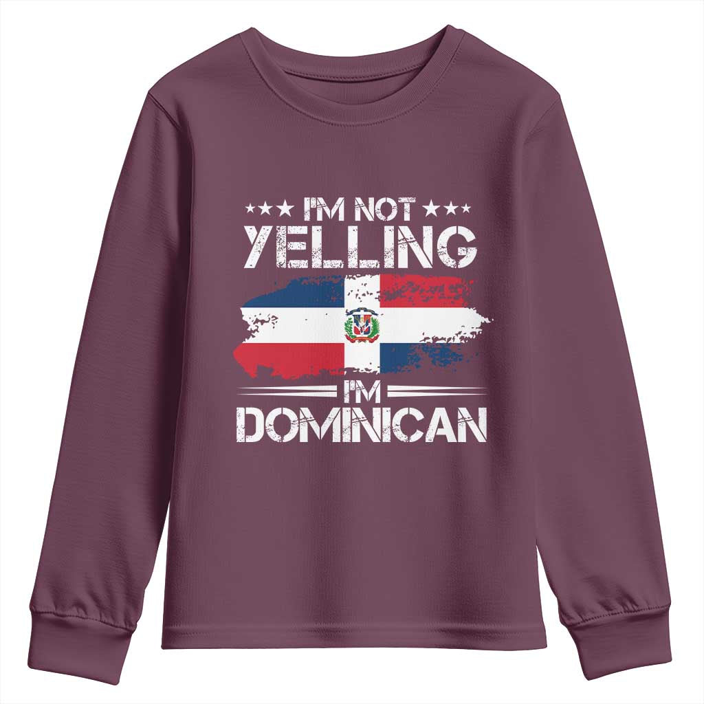 Funny I'm Not Yelling I Am Just Dominican Youth Sweatshirt Vintage DR Flag - Wonder Print Shop